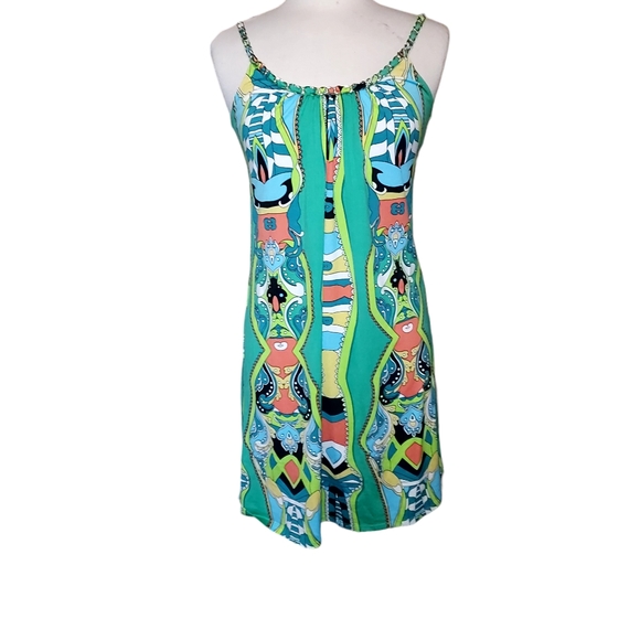 Prelude Dress S Midi Tank Colorful Abstract  dimensions pit-pit 16.5", waist 38" - Picture 1 of 5